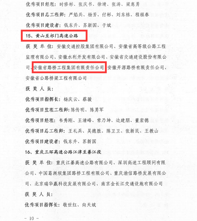路桥集团两项工程荣获“李春奖”