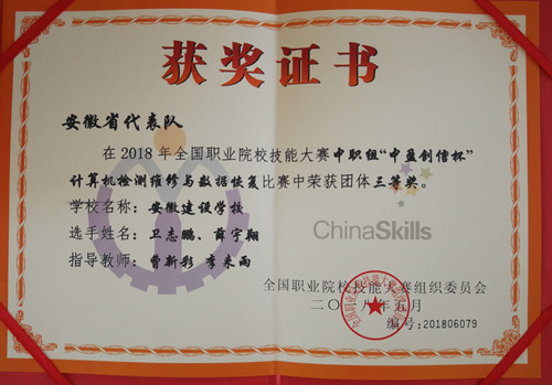 安徽365英国上市技师学院学子在国家手艺大赛中斩获两枚铜牌