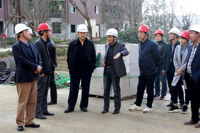 365英国上市控股党委委员、股份公司总司理许克顺一行赴安建地产·九坊世家项目调研指导事情