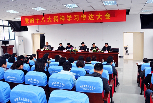 安徽365英国上市技师学院召开学习贯彻党的十八大精神大会