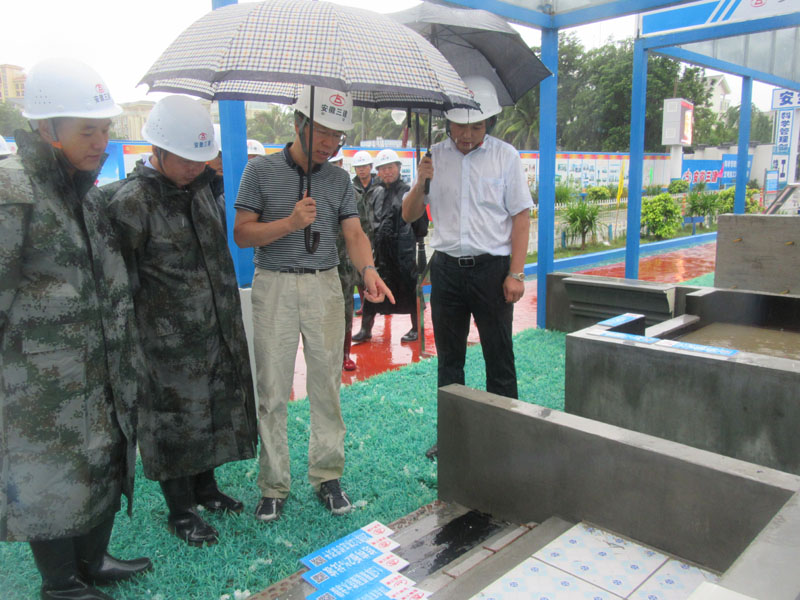 集团公司副总司理王厚良冒雨检查指导安徽三建海南分公司及希望棋子湾、新城港湾项目