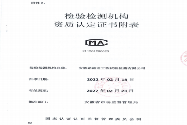 路港通检测公司CMA资质扩项取得新突破